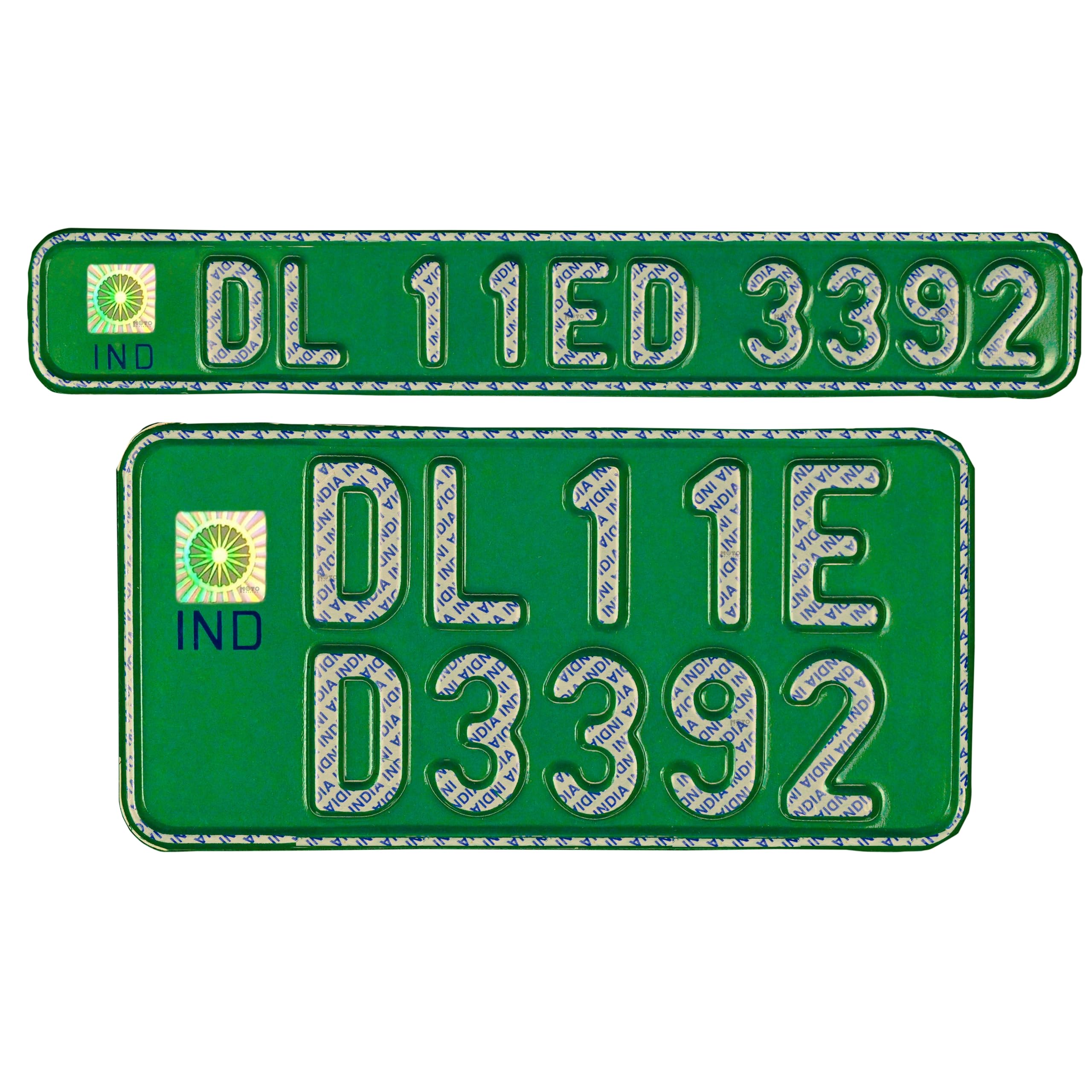 Moto Utility Battery Operated Electric Scooter Green Number Plate Suitable For Ola,TVS iQube, Ather, Bajaj Chetak, Hero Vida, Amper Magnus | Non-HSRP | Front Plate 11x2 Rear 8x4 Inches.-image-30