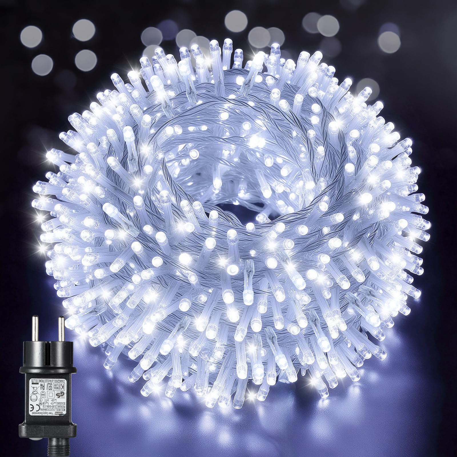GlobaLink Catena luminosa con 2000 LED, 50 m, bianco freddo, 8 modalità