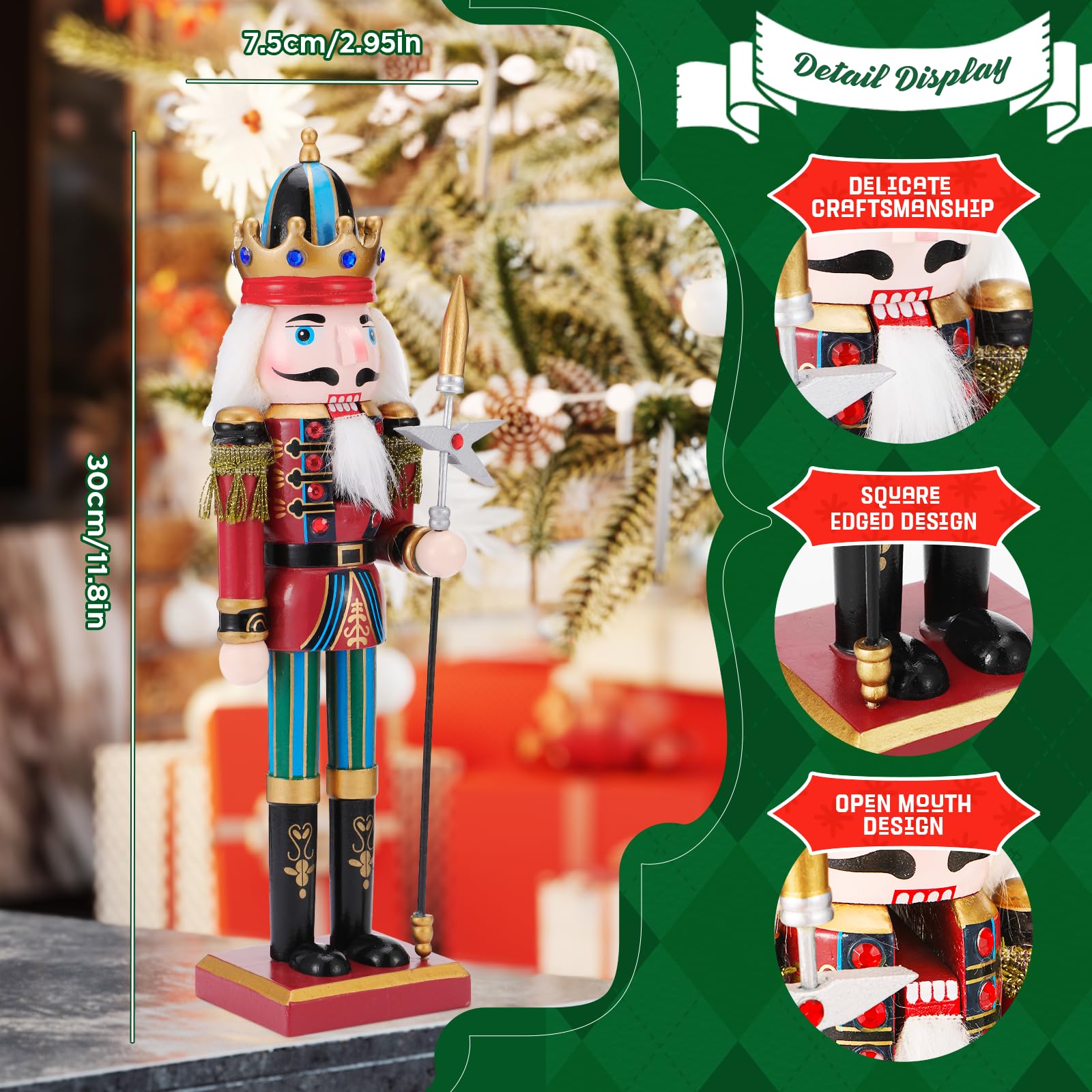 Casse-Noisette Soldats boîte à Musique boîte à Musique en Bois 38cm avec et Base Ronde pour décoration de noël Cadeau de noël décoration de la Maison Casse-Noisette Boite à Musiques