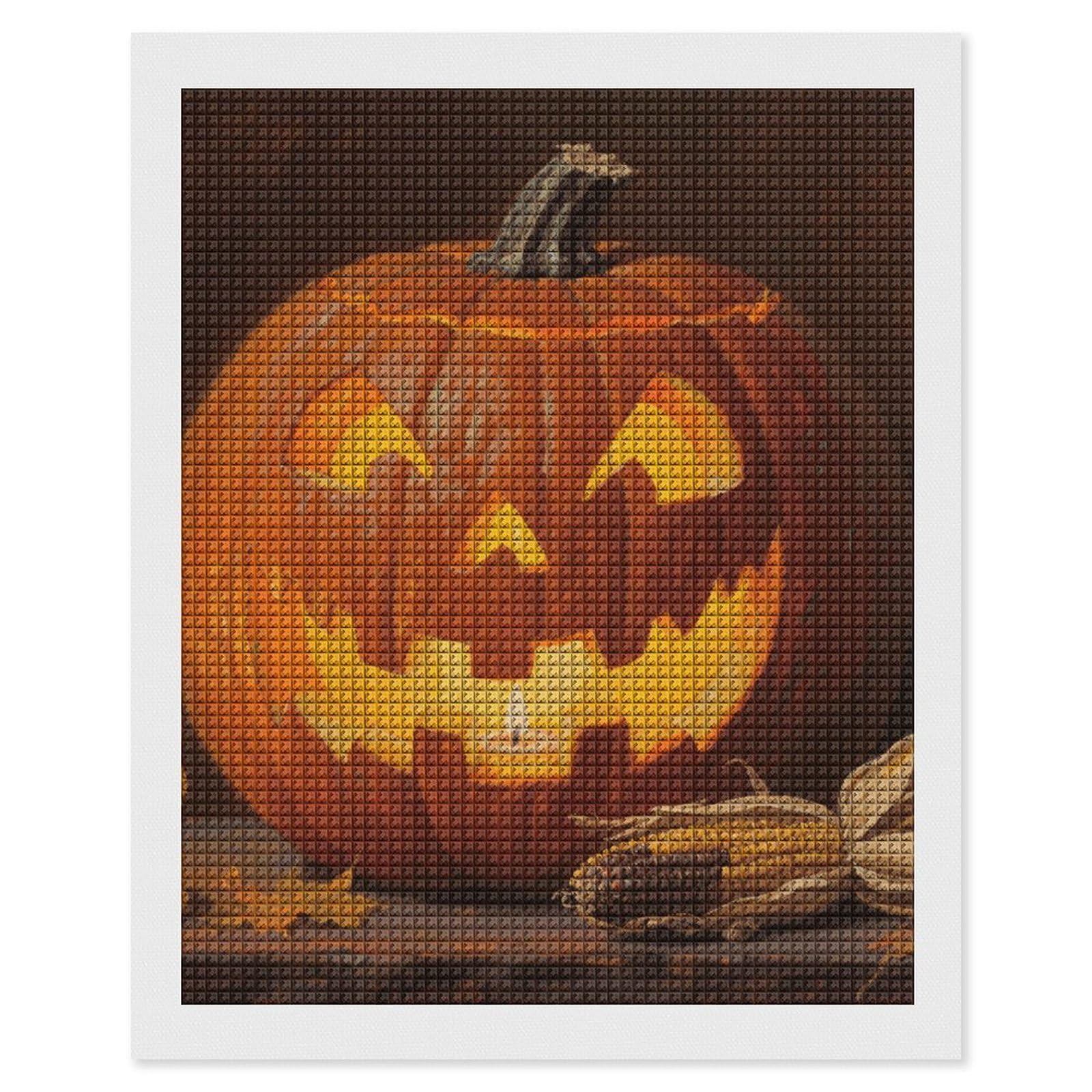 FodPand Pumpkin 5D Diamond Painting Kits for Adults Beginners Full Drill Square Diamond Dots Pictures Gem Art Supplies for Home Wall Room Decoration DIY Craft Set Gift 16X20
