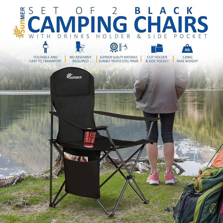 Eurohike Peak Folding Chair With Drinks Holder & Arm Rests For Adults & Kids, Lightweight, Portable, Compact, Ideal For Camping, Festivals, Picnics, Beach & Outdoor Events (Blue