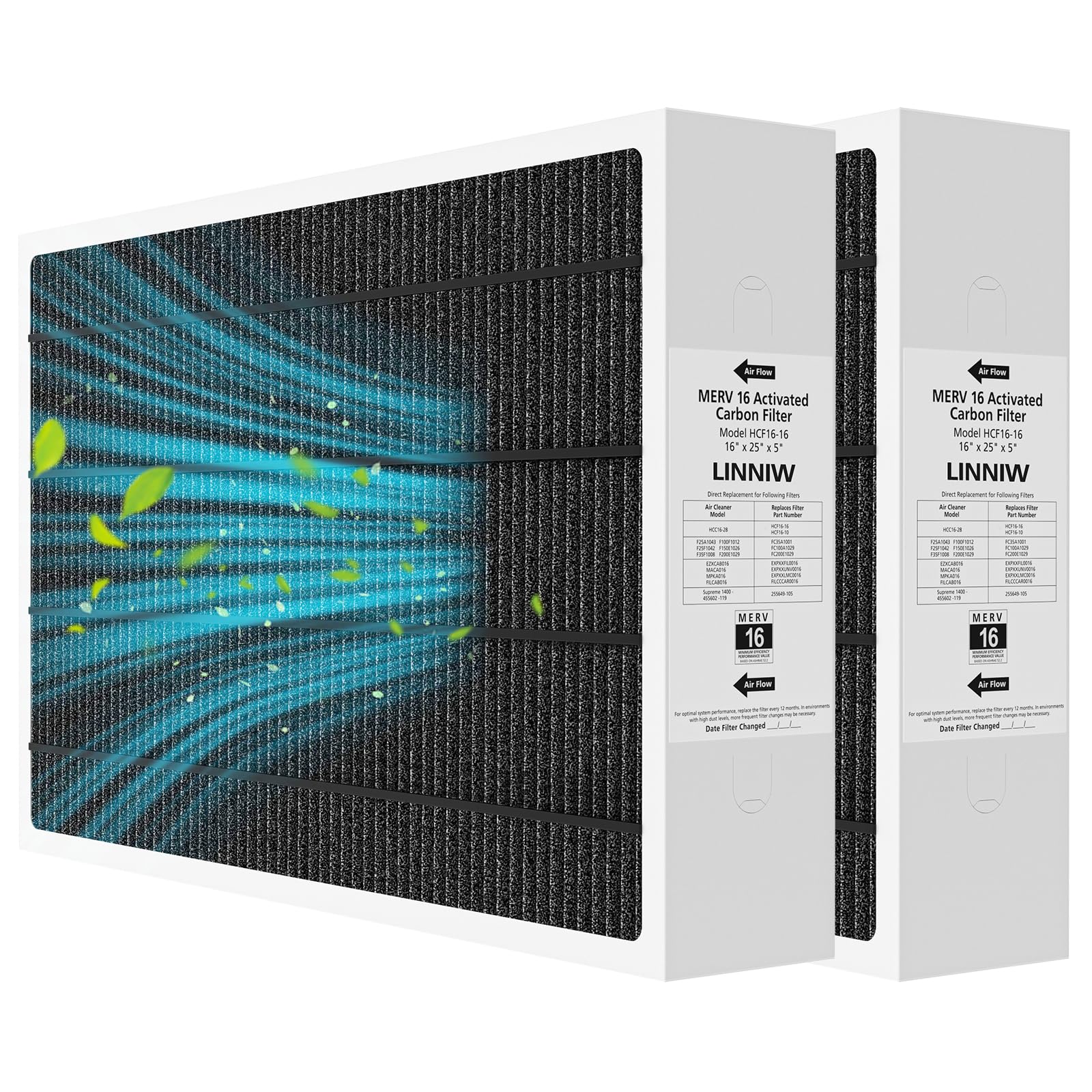 2 Pack X6672 16x25x5 MERV 16 Filter Compatible with Lennox X6672