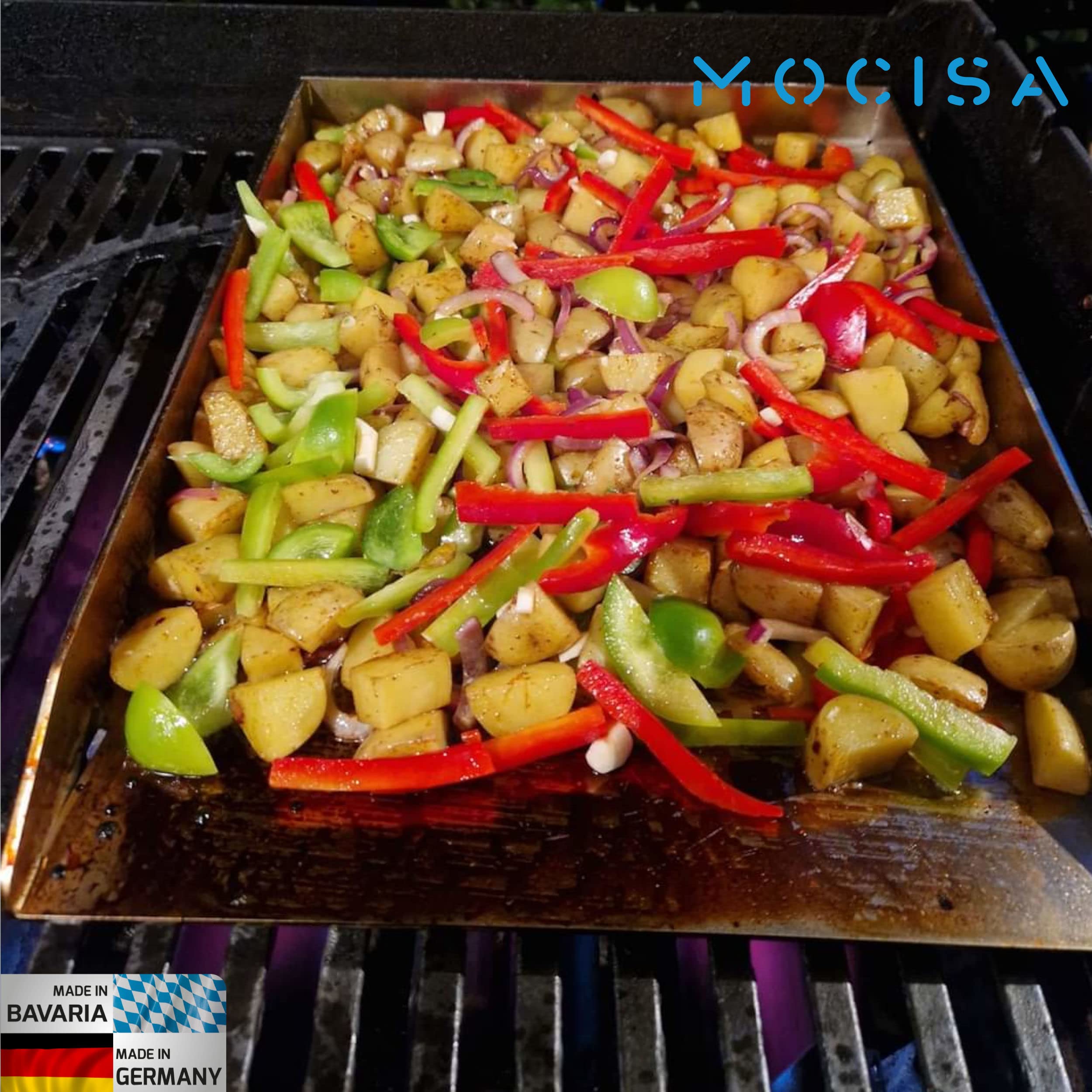 Grillplatte | Plancha | BBQ-Wanne | Grillkorb | Made in Germany | Edelstahl | Massiv | hochwertig verarbeitet | geschlossene Wanne (30cmx25cm) | wasserdicht verschweißt