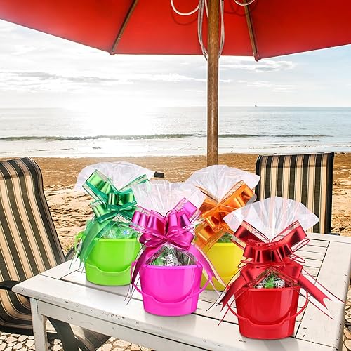Miniatura 4 de Sratte Juego de 20 cubos de arena y palas para niños, cubos de arena de viaje, juguetes de playa de plástico, con bolsas transparentes para