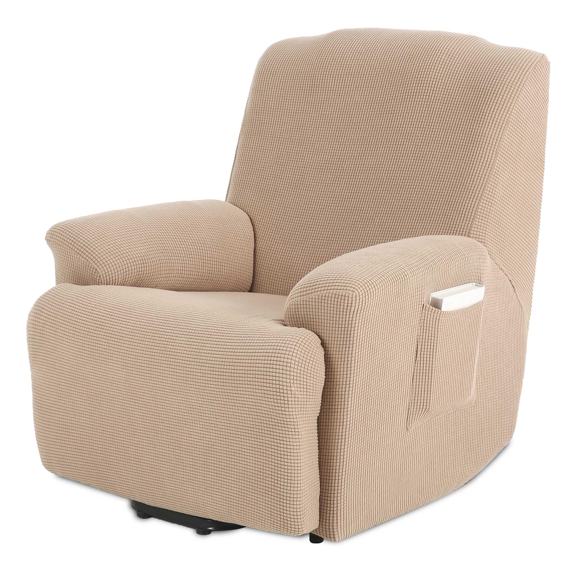 TIANSHU Funda Reclinable de 1 Plaza, Fundas Reclinables Elásticas, Protector Funda Sillón Relax, Funda Cubre Sofá, Fundas de Sofá Lavables y Elásticas para Muebles (Arena)