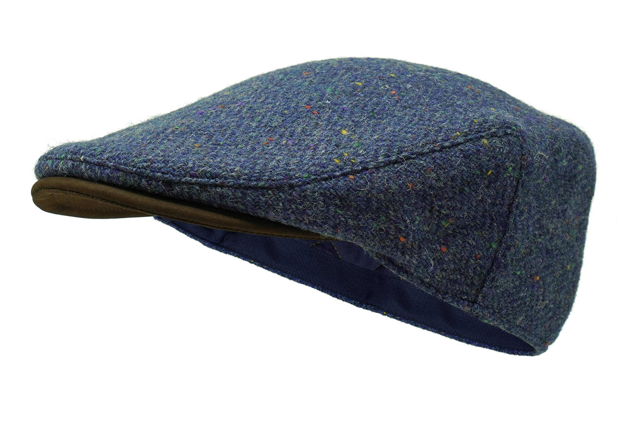 Borges & Scott The Sloan – Irish Tweed and Nubuck Leather Flat Cap - Nightsky - Large