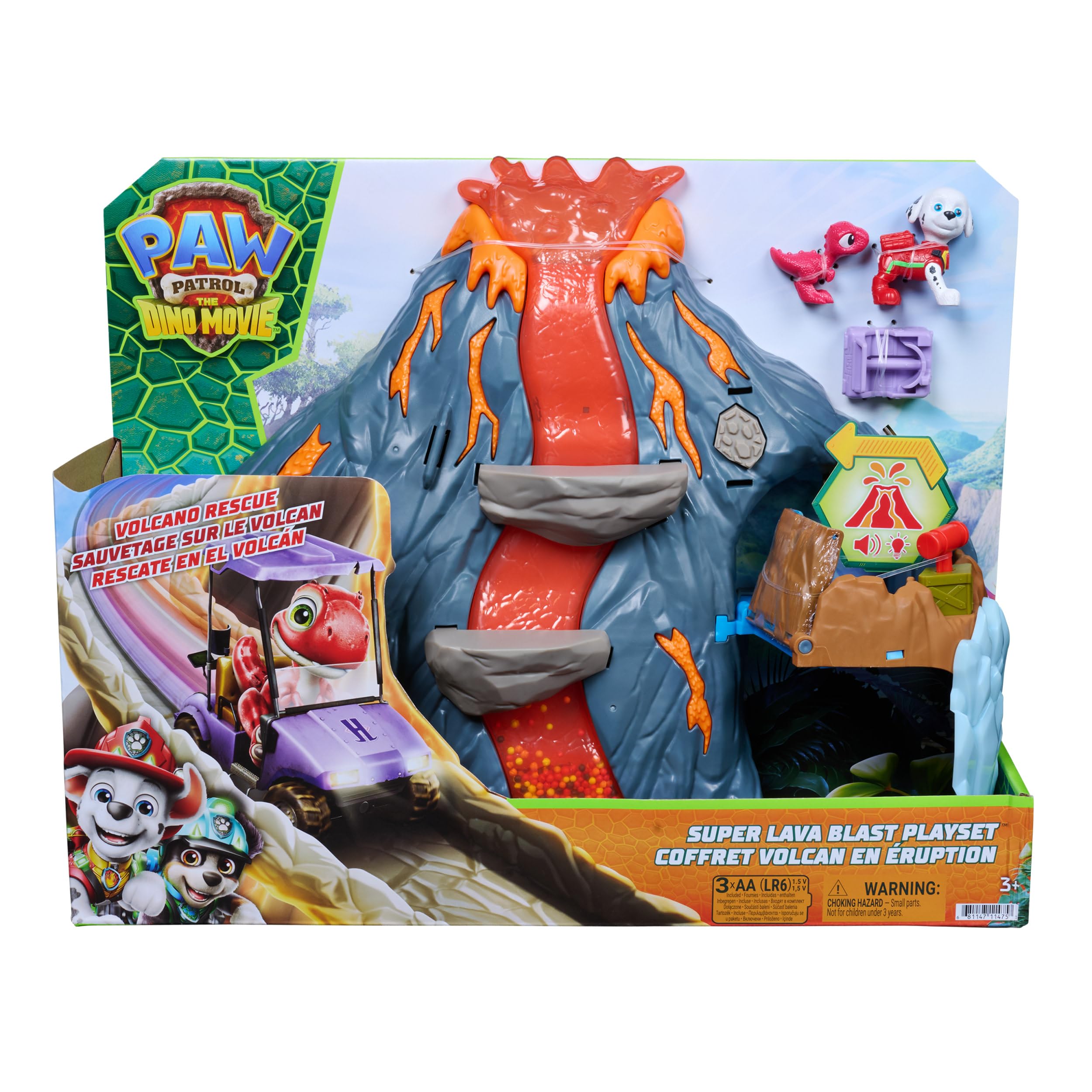 Paw Patrol, Dino Movie, Set di Gioco Super Lava Blast Vulcano, 3+ Anni | Motricità Fine, Vulcano In Eruzione, Missione di Salvataggio, Arrampicata, Gioco Di Fantasia