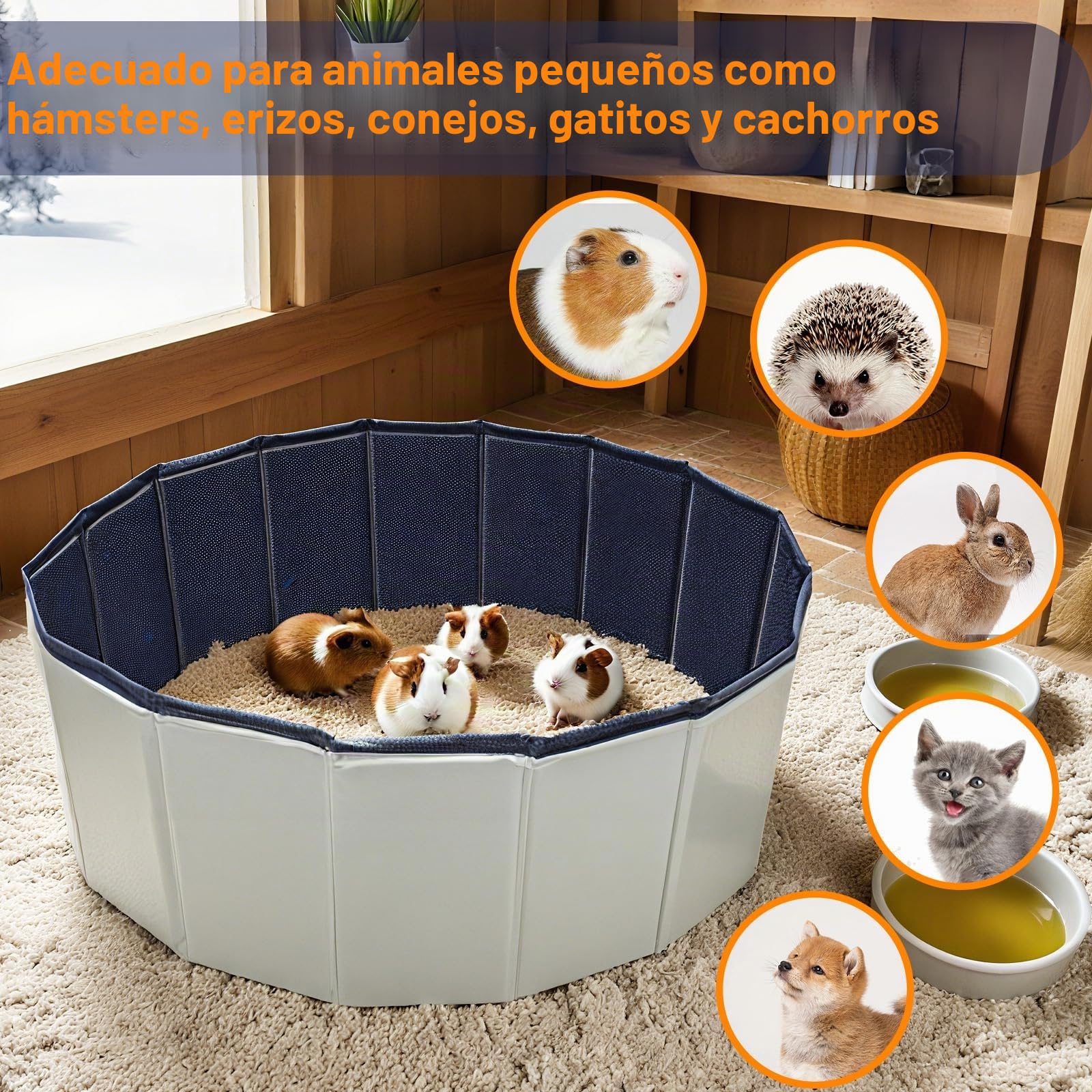 Parque portátil para animales domésticos pequeños, plegable para cobayas, hámsteres, conejos, gatitos, impermeable, para interiores y exteriores, 80 x 30 cm