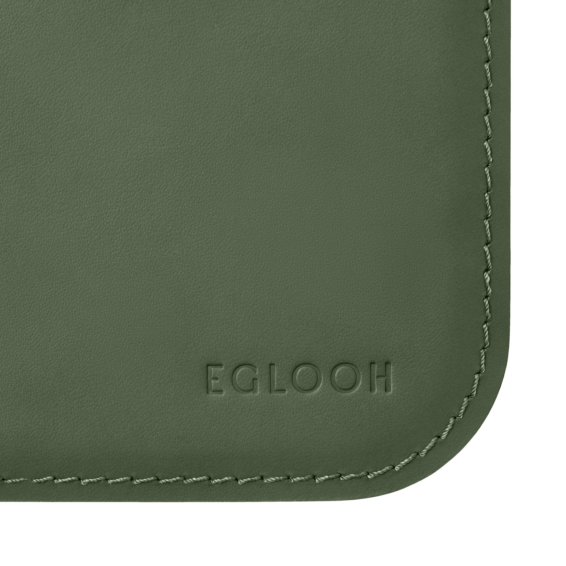 Eglooh - Herms - Protector Mesa Escritorio de Oficina en Cuero Verde cm 65x45 - Alfombrilla Raton xxl con Esquinas Redondeadas y Costuras Hechas a Mano - Made in Italy