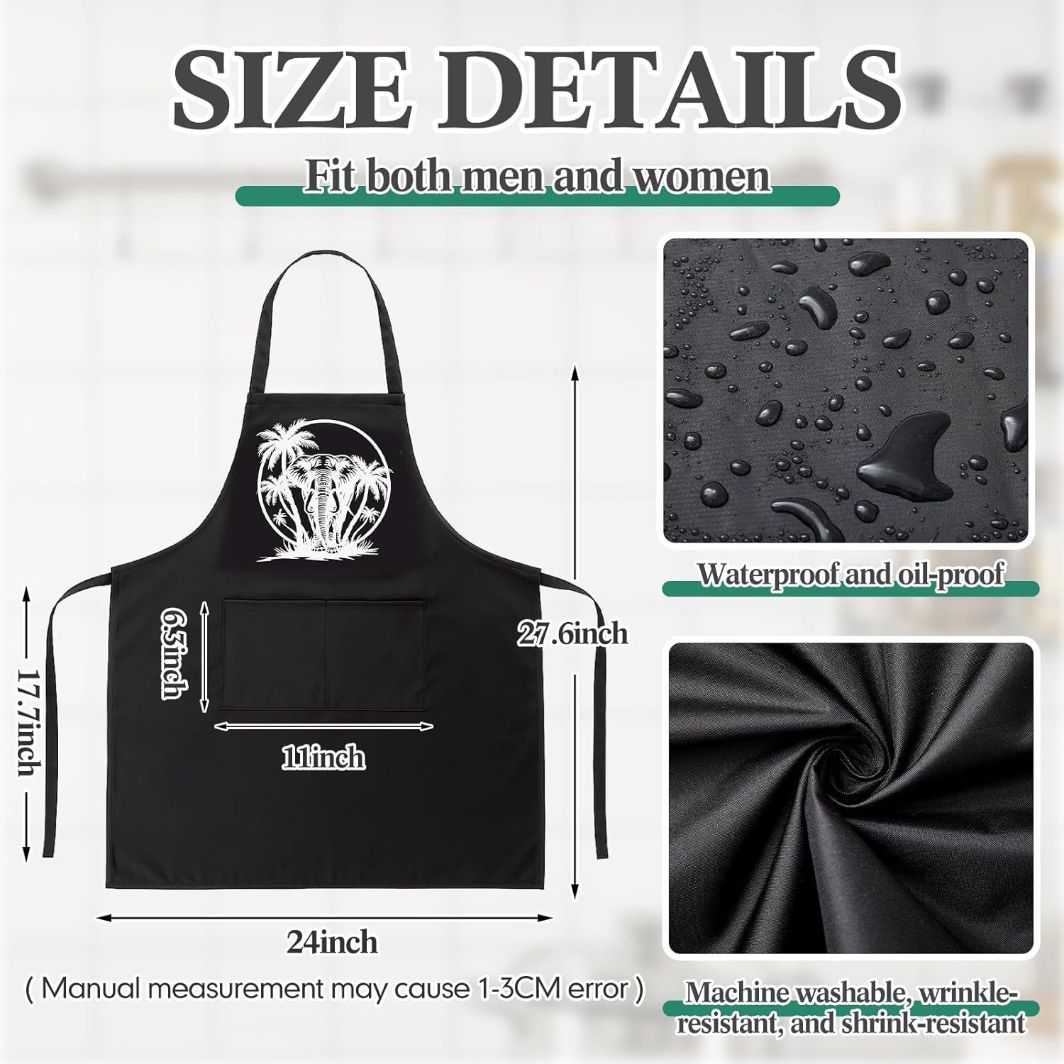 Remerry 6 Pcs Elephant Gifts for Women Elephant Kitchen Gift Set with Acacia Cooking Spoons Apron Christmas Kitchen Cooking Utensils Set for Christmas Mother's Day Housewarming Gift - Image 3