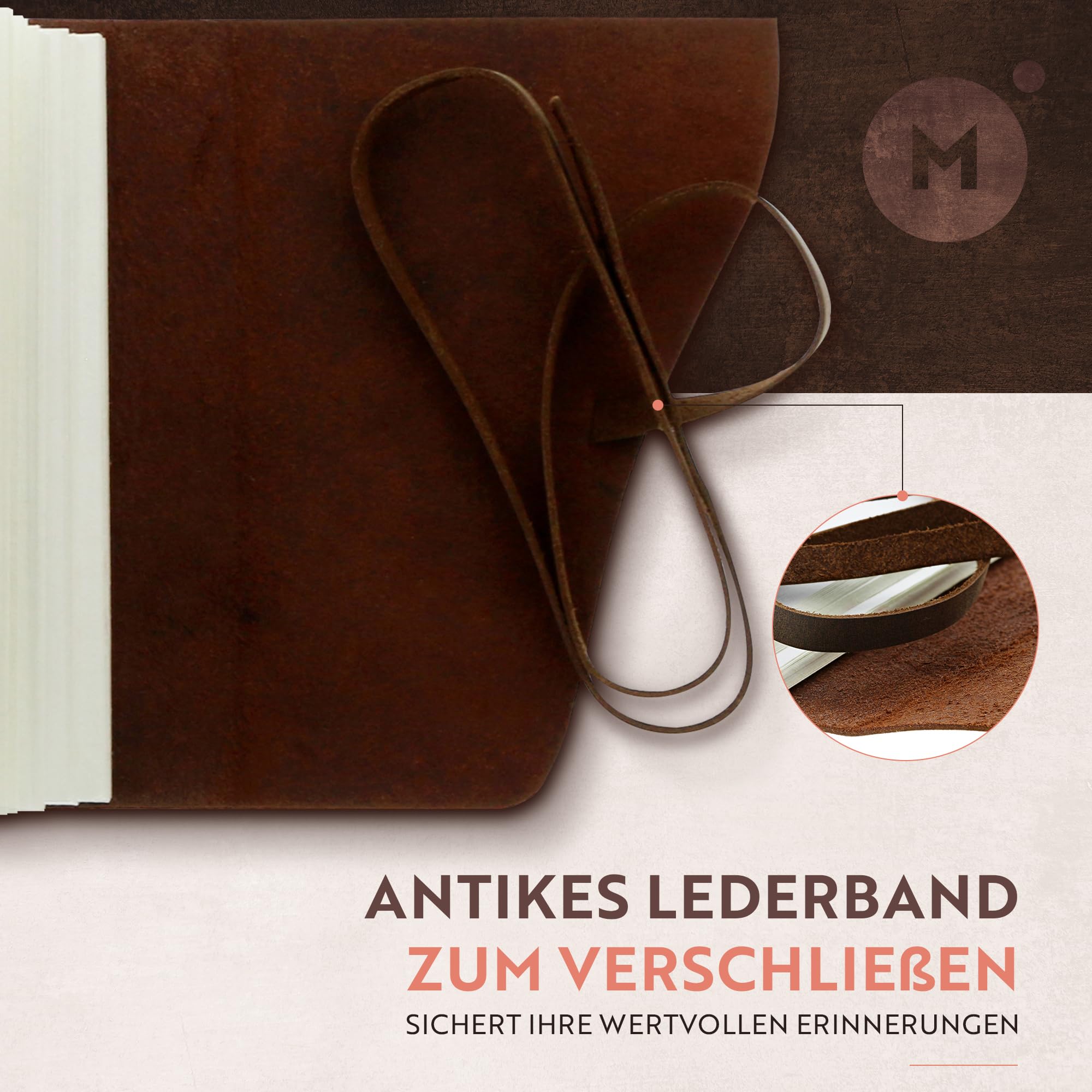 Leder Notizbuch Journal - Antikes ledergebundenes Notizbuch zum Schreiben - Blanko Paper 20x15cm-gut für Kunst, als Skizzenbuch oder Reisetagebuch