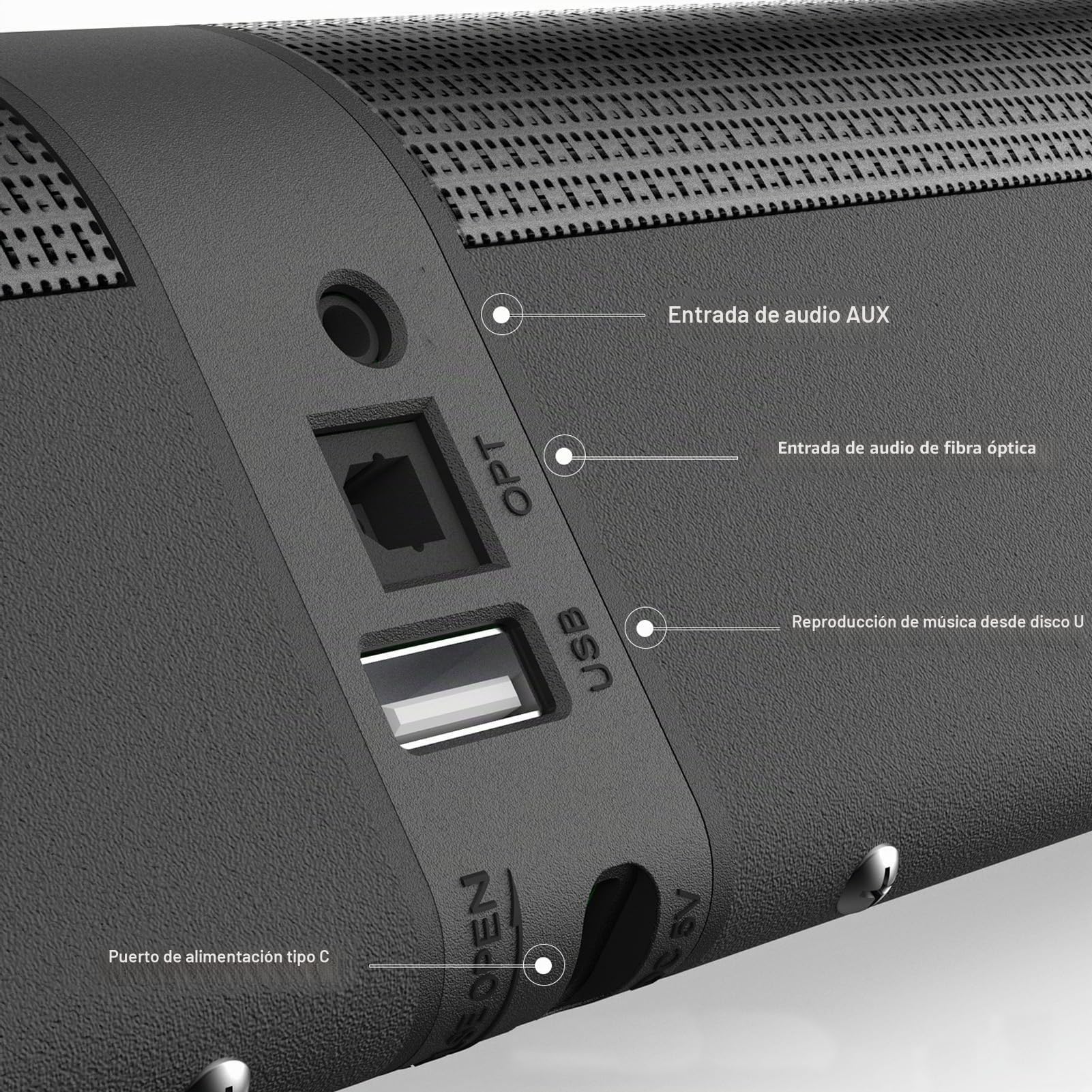 Barra de Sonido para TV Altavoz Inalámbrico 3D con Barra Sonido Bluetooth Altavoces Audio con Subwoofer Desmontable Sonido Envolvente Torre Cine Casa Barra Sonido Separable