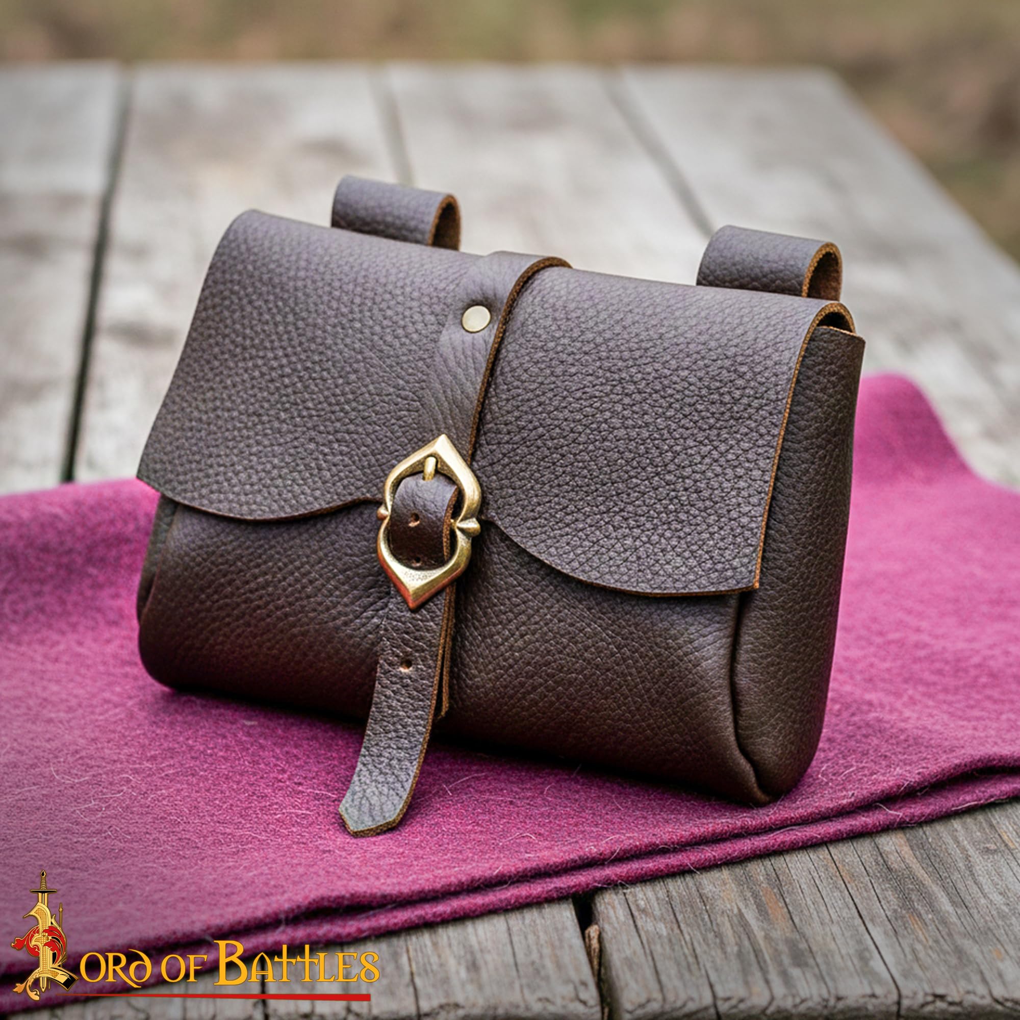 Lord of Battles Mittelalterliche Gürteltasche aus Leder | Renaissance-Kostüm | LARP Taille Kostüm COSPLAY | Kuriertasche