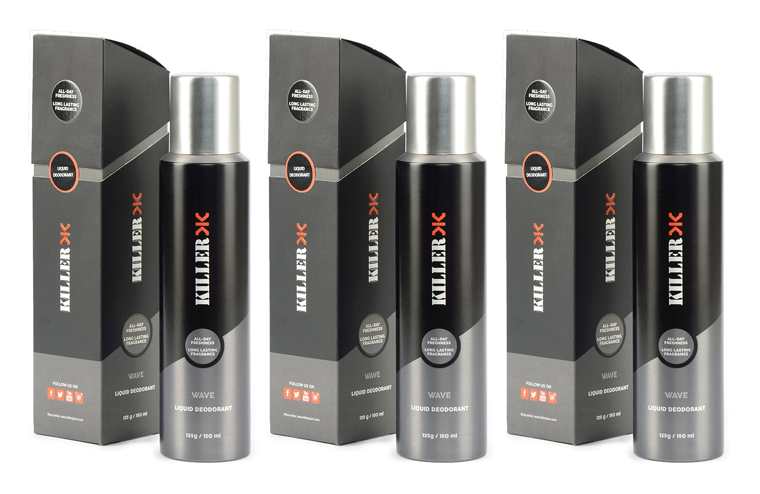 KILLER Wave Deodorant for Men, 150 ml (Pack of 3)-image-16