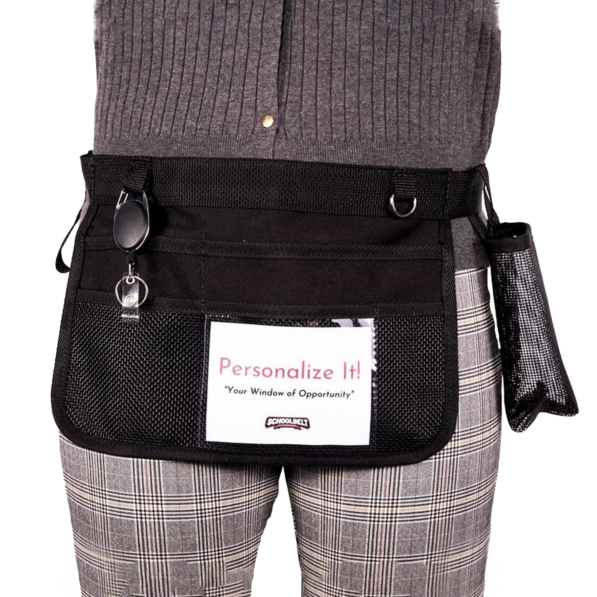 Schoolbelt Sleek Apron with Pockets for Work, 8-Pocket Half Apron Tool Pouch Belt, Versatile Utility Waist Apron for Teachers Fanny Pack (Adjustable