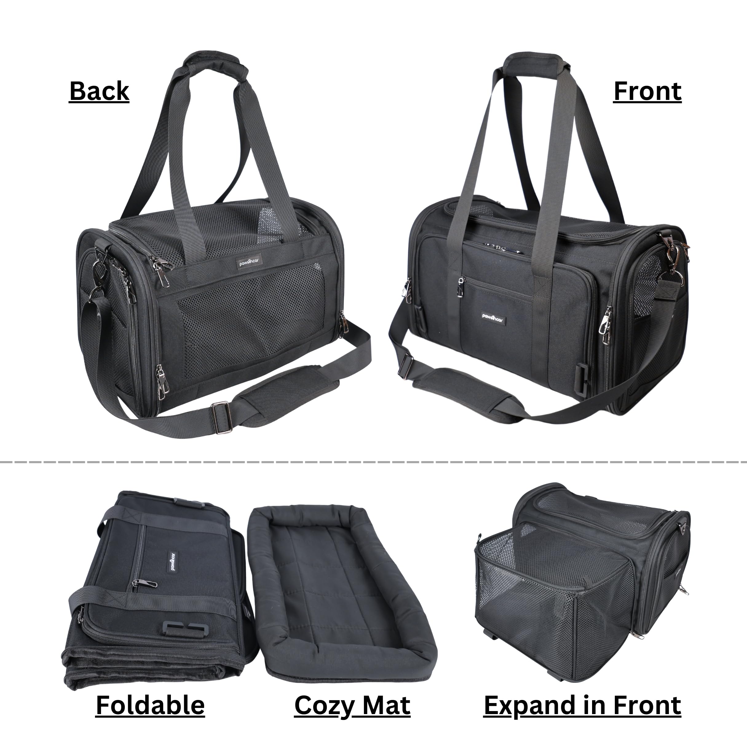 Crash-Tested Dog Car Carrier (Test with FMVSS 213b - 5 Star Safety Rated by CPS) | 2-in-1 Small Pet Car Seat, Expandable Cat Carrier Soft | Lab-Tested Dog Travel Bag for Safe Travel | - image 8