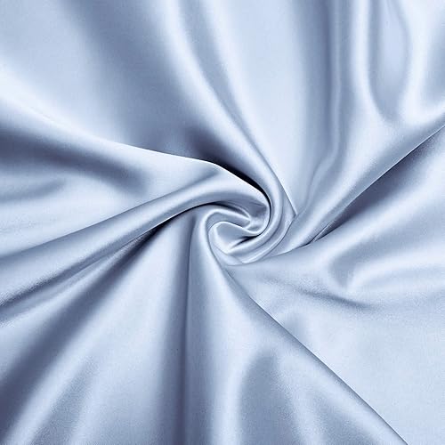 Miniatura 8 de VACVELT Juego de sábanas de satén de bolsillo extra profundo de 4 piezas tamaño matrimonial juego de sábanas de satén azul bebé para colchón de