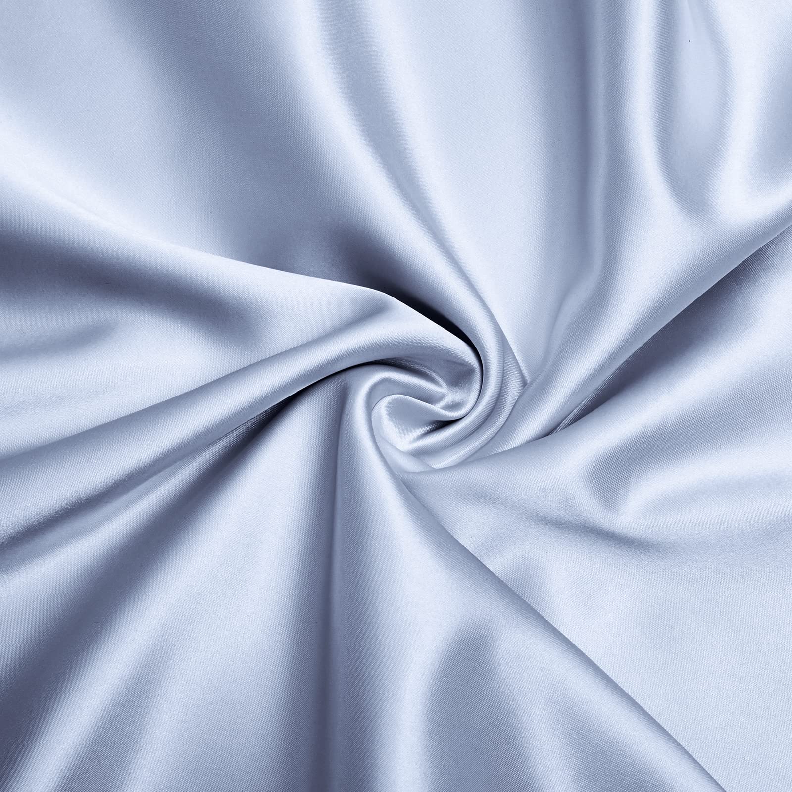 4pcs Extra Deep Pocket Satin Sheets Queen Size Bed Set, Baby Blue Satin