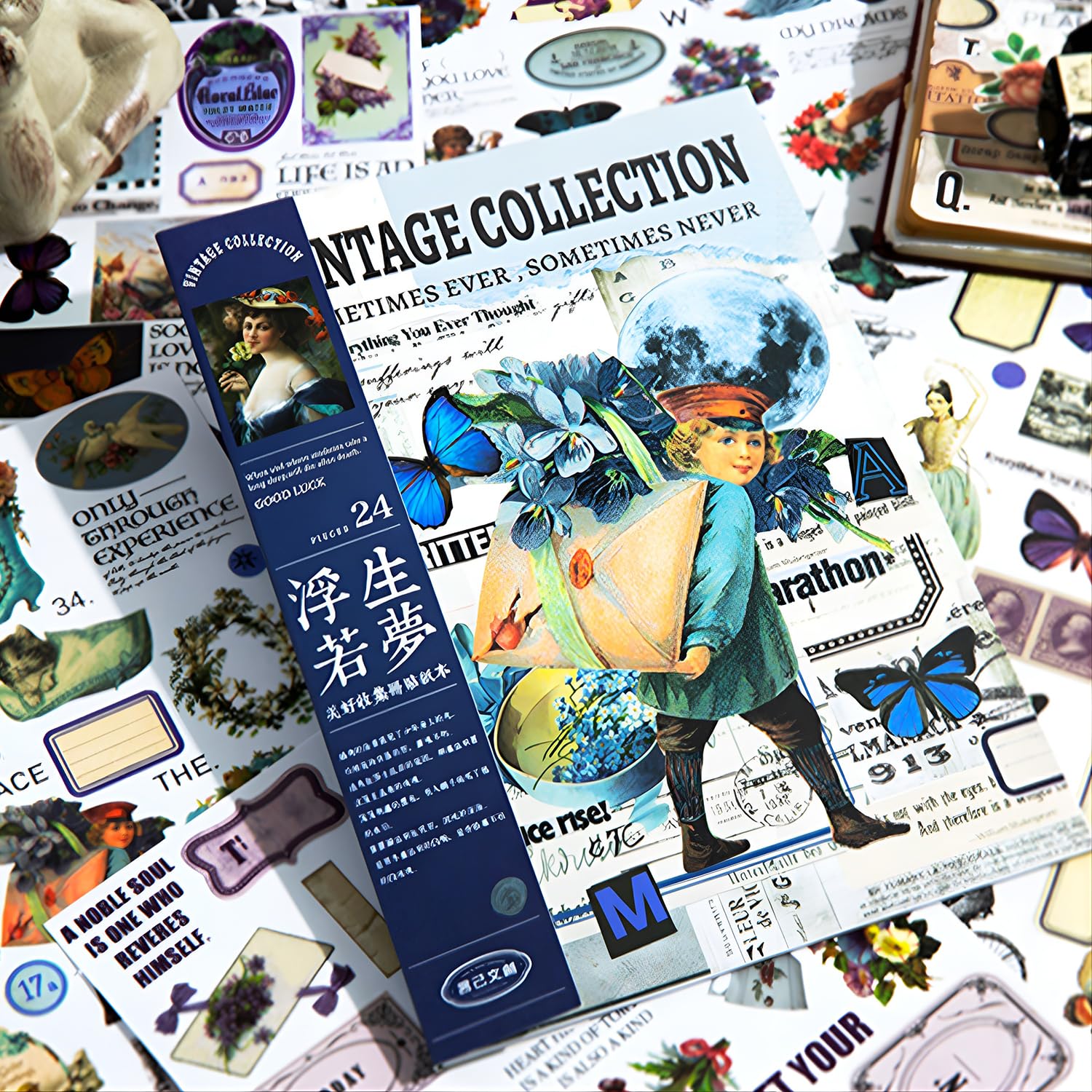 Scrapbooking-stickerset – 1000+ Stuks Op 50 Vellen (18,5x13 Cm) – Vintage Stijl, Niet-voorgesneden, Met Snijmes – Groen Thema