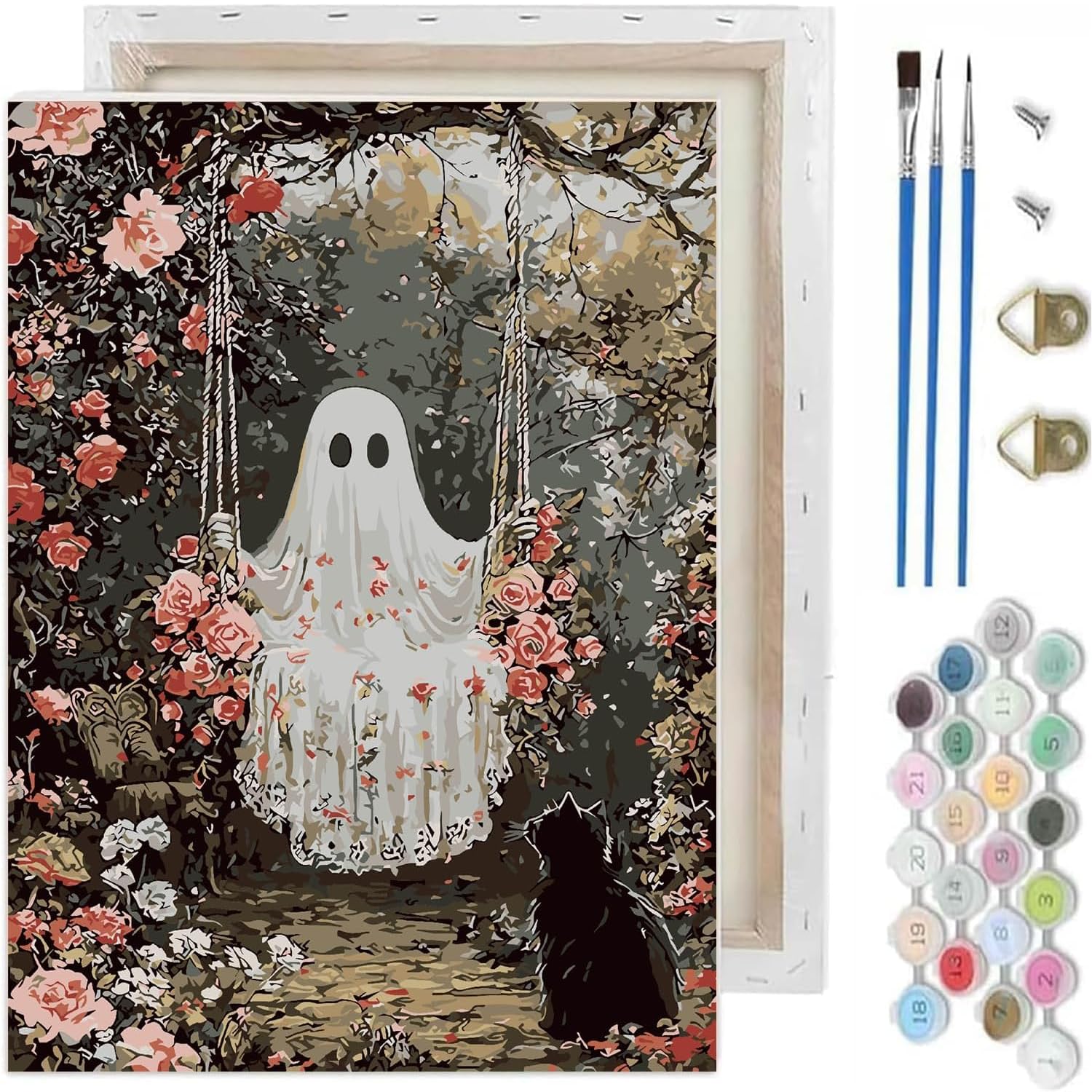 Halloween Paint by Numbers Kit for Adults,Ghost Paint by Number With Frame