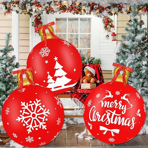 Miniatura 7 de 3 bolas inflables gigantes de Navidad, adornos de Navidad, bola inflable de cloruro de polivinilo para decoración exterior de vacaciones, patio,