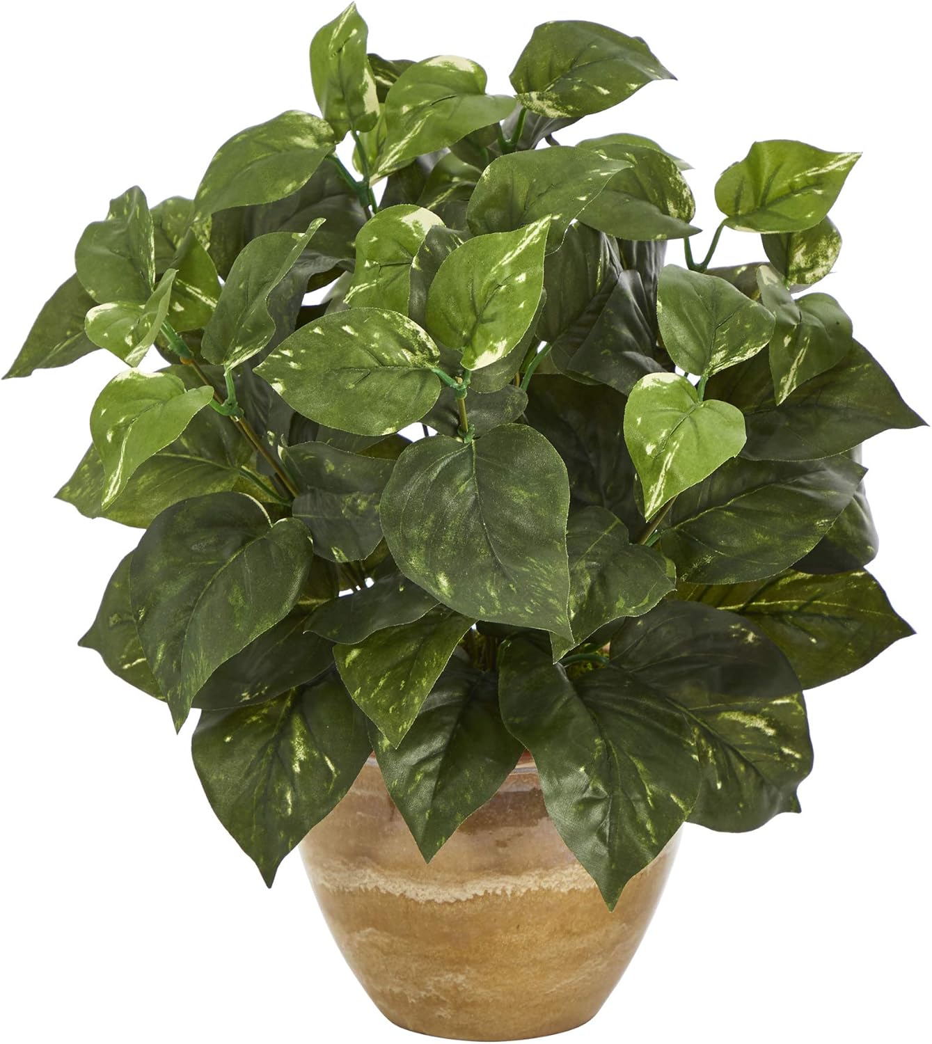 Nearly Natural 14in. Pothos Artificial Plant in Ceramic Planter