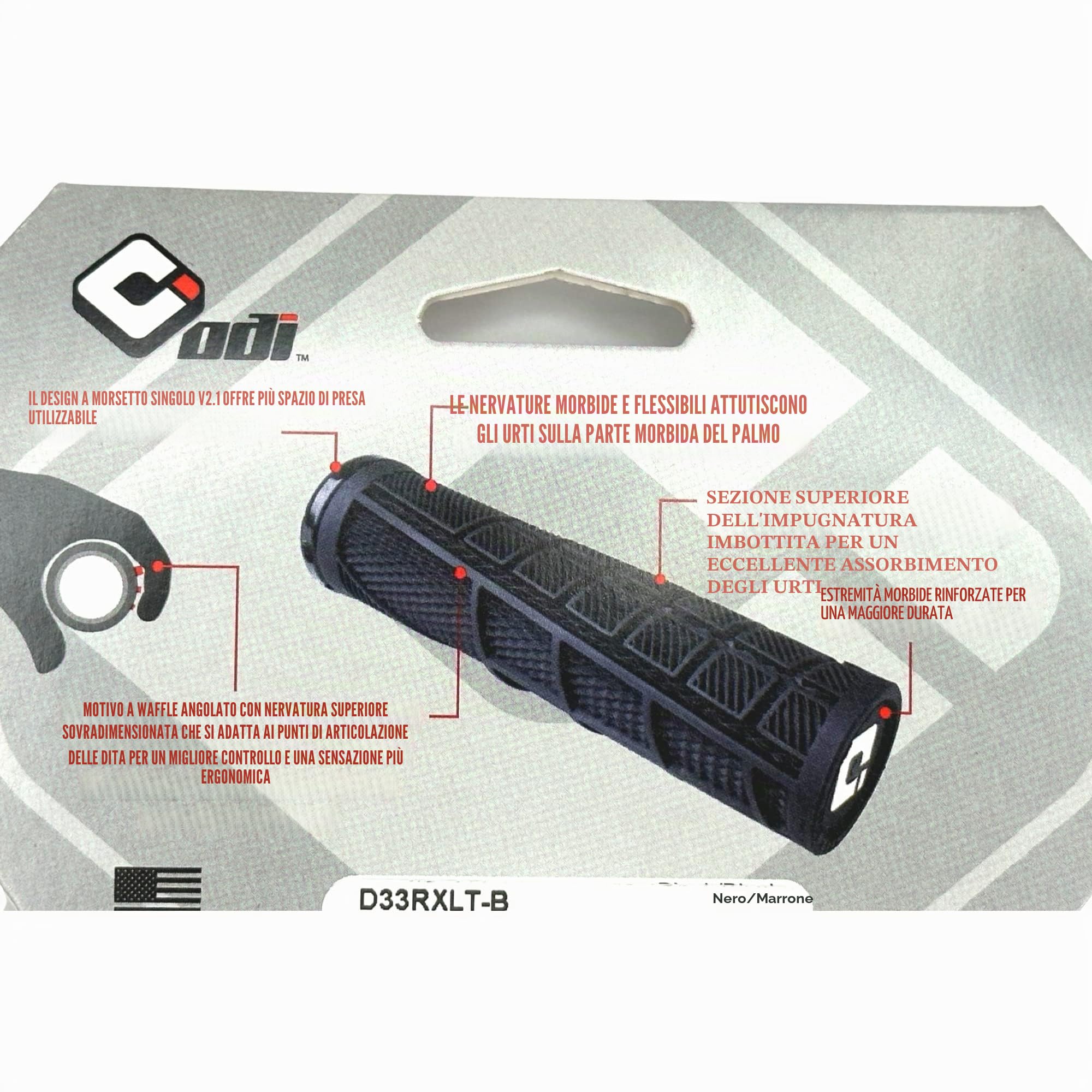 Odi - Manopole Reflex V2.1 I Lock on I Manubrio I Mountain Bike I Bicicletta I E-Bike I DH I Grips I Ergonomiche 135 mm