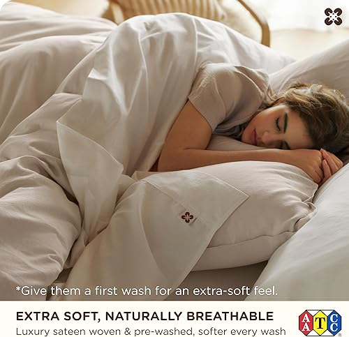 Miniatura 4 de Bedsure Sábanas 100% GOTS de algodón orgánico, juego de ropa de cama tamaño King con certificado de comercio justo, ecológicas, suaves, con bolsillo