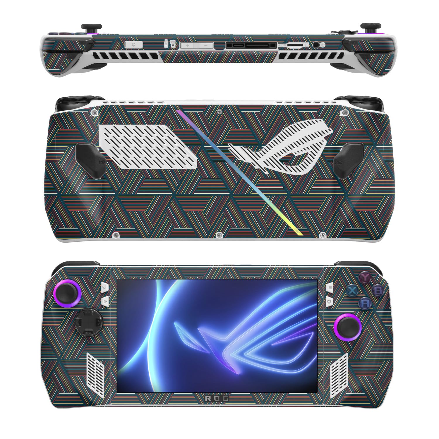 MightySkins Skin Compatible with Asus ROG Ally - Triangle Stripes | Protective, Durable, and Unique Vinyl Decal wrap Cover | Easy to Apply, Remove, and Change Style