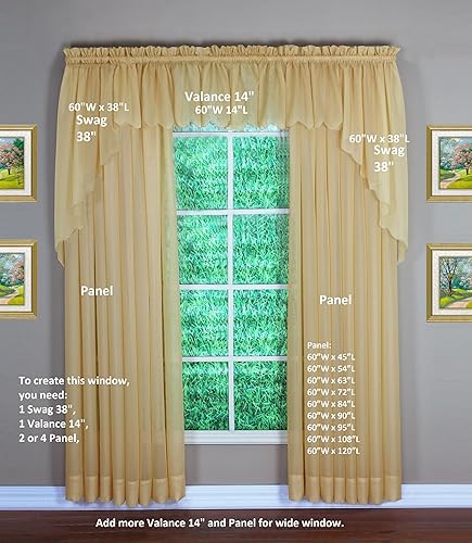 Vista 235 de Today's Curtain - Cortina Emelia de gasa original, panel de 84 pulgadas, negro, 60 pulgadas de ancho x 84 pulgadas de largo