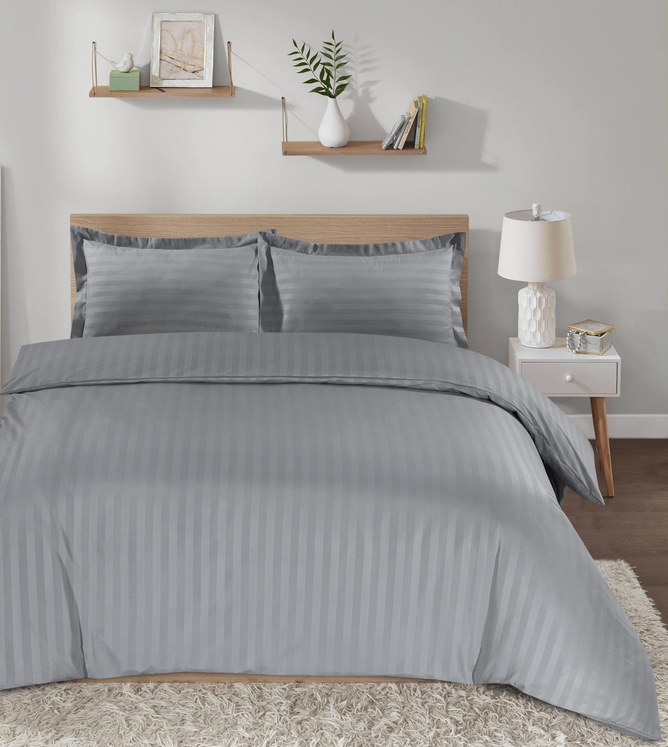 Set Copripiumino King Size 8 Pezzi HEVUMYI - Grigio Scuro - Morbido Microfibra 350g Per Tutte Le Stagioni