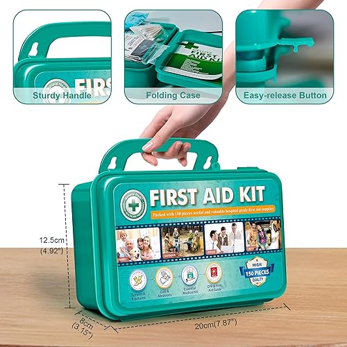 Miniatura 4 de General Medi Kit de primeros auxilios de 150 piezas, caja de primeros auxilios que contiene suministros médicos de primera calidad para viajes,