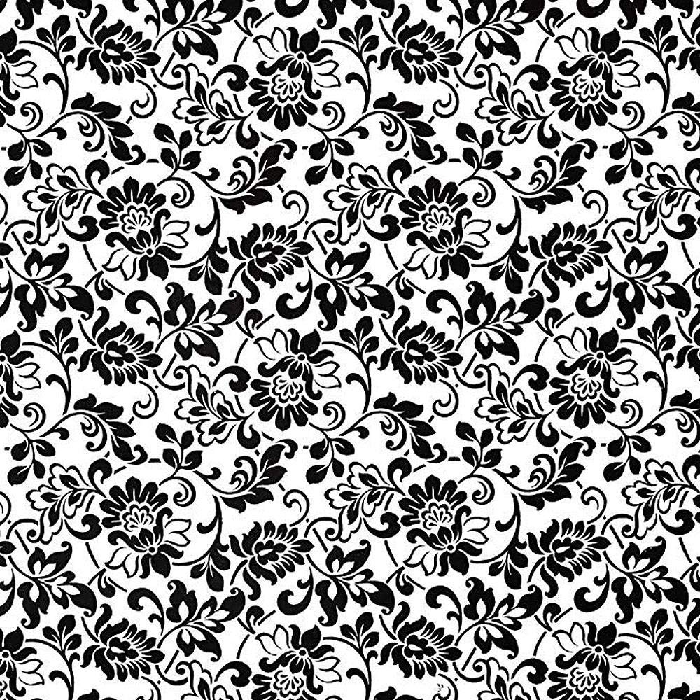 Yöl White,Black Black White Damask Fablon Self Adhesive Film Arts Crafts 2 M X 45 Cm Vinyl