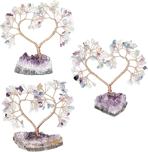 Miniatura 4 de Árbol de la vida de cristal de corazón con base de cristal de amatista natural, decoración espiritual de habitación para Reiki Feng Shui de buena