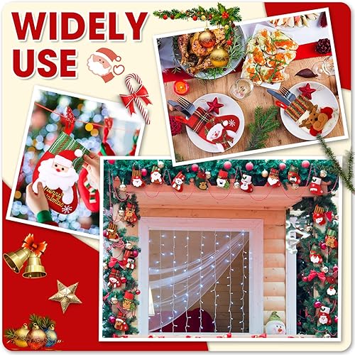 Miniatura 4 de 30 mini medias de Navidad a granel de 6.3 pulgadas, mini medias de Navidad 3D, soporte para tarjetas de regalo, muñeco de nieve, Papá Noel, reno,