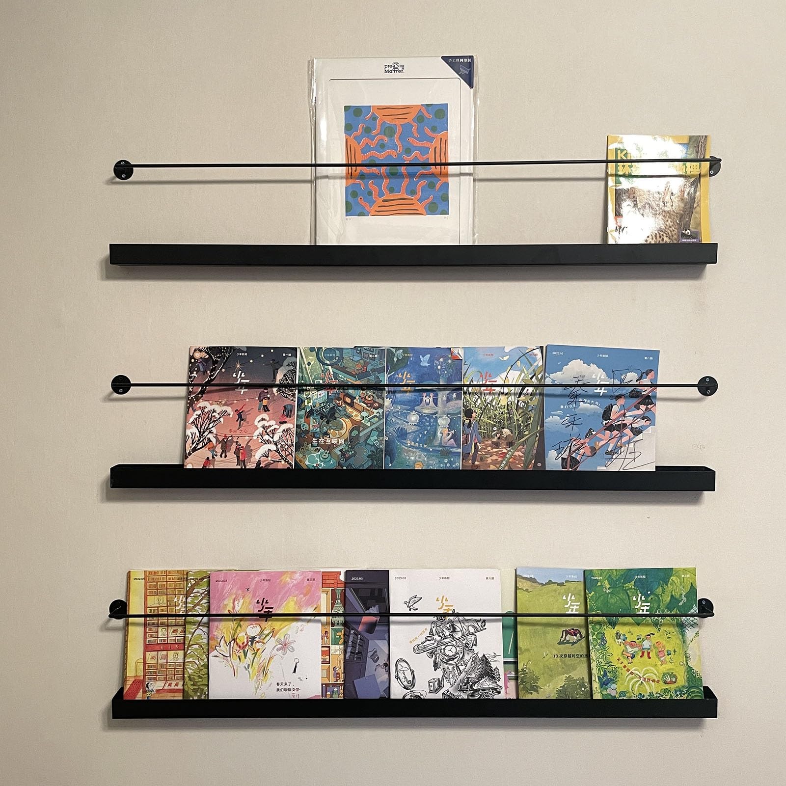 Prospektständer/Prospekthalter Ständer Modern Schwarz Magazinständer, 80 90 100 120 cm Lang Metall Katalog-Literatur-Halter/Broschürenständer, Sparen Sie Platz Bücherregal, Für Veranstaltungen Büro