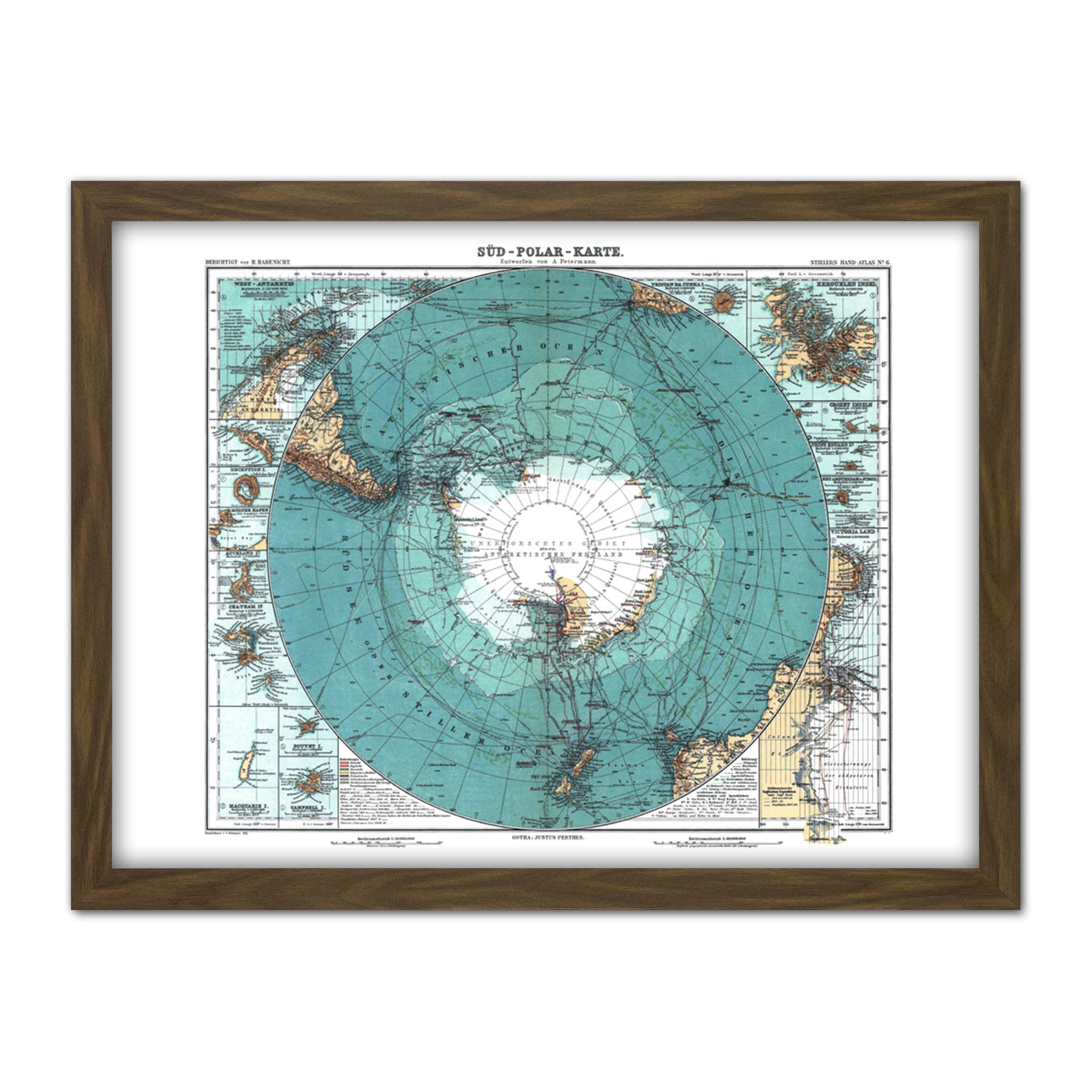 Artery8 Map Petermann Habenicht 1912 Antarctica German Artwork Framed Wall Art Print 18X24 Inch