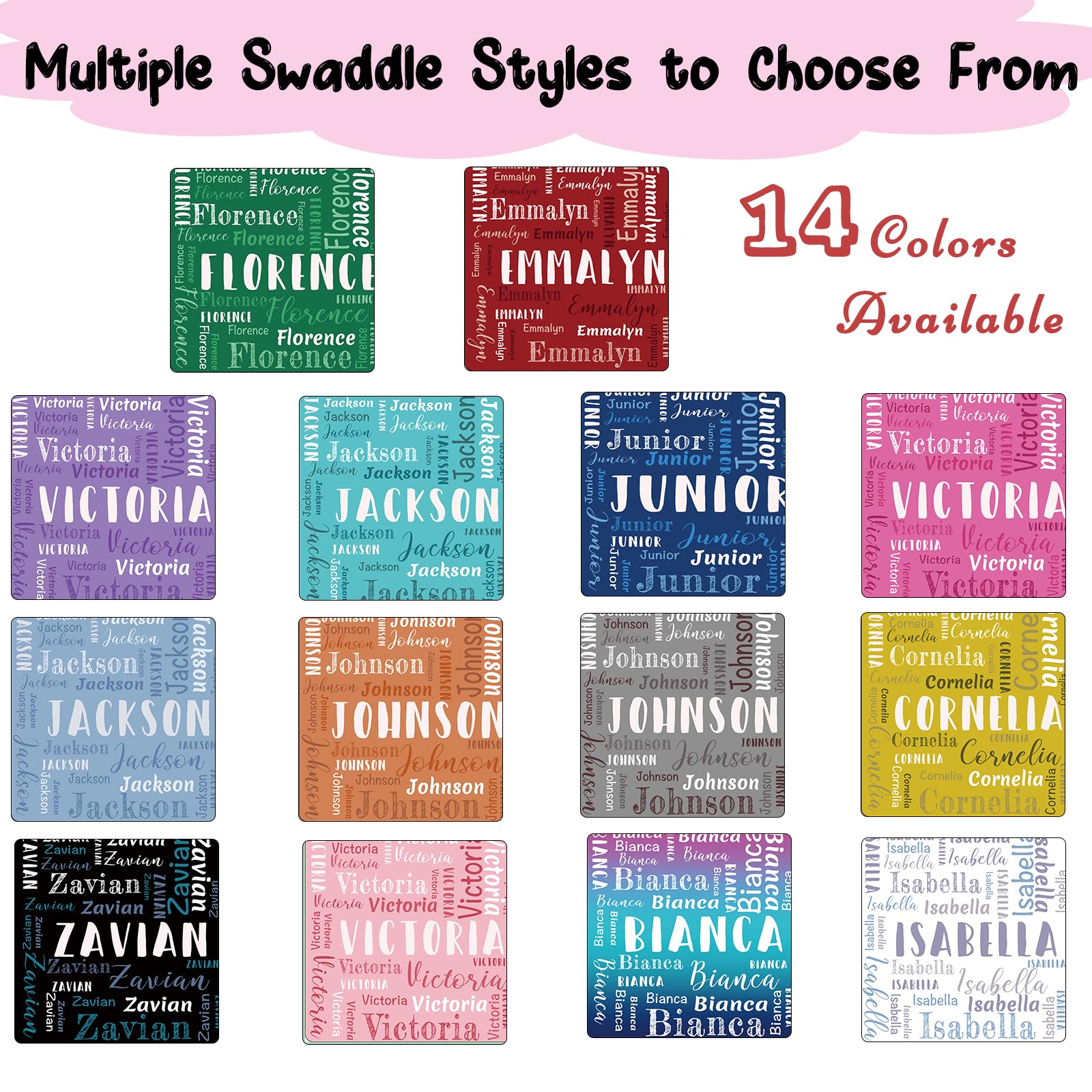 Busparst Personalized Baby Swaddles Blanket with Name Custom Newborn Receiving Blanket Headband Set Baby Swaddle Customized Gifts for Baby(Name)