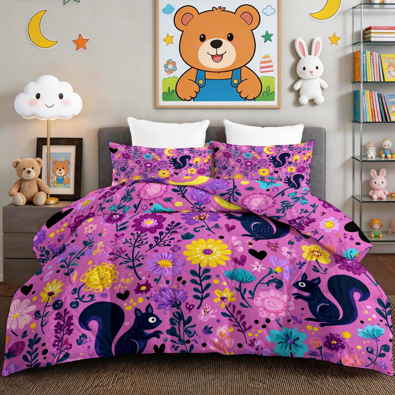 Edredón nórdico de 4 estaciones para cama de 2 personas con estampado floral