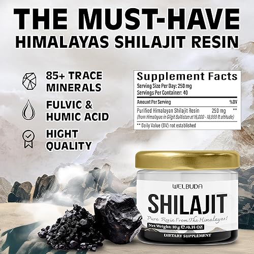Miniatura 2 de Suplemento de resina pura Shilajit con ácido fúlvico, minerales traza y 85 otros, 0.35 onzas de paquete para 40 porciones, apoyo para el sistema