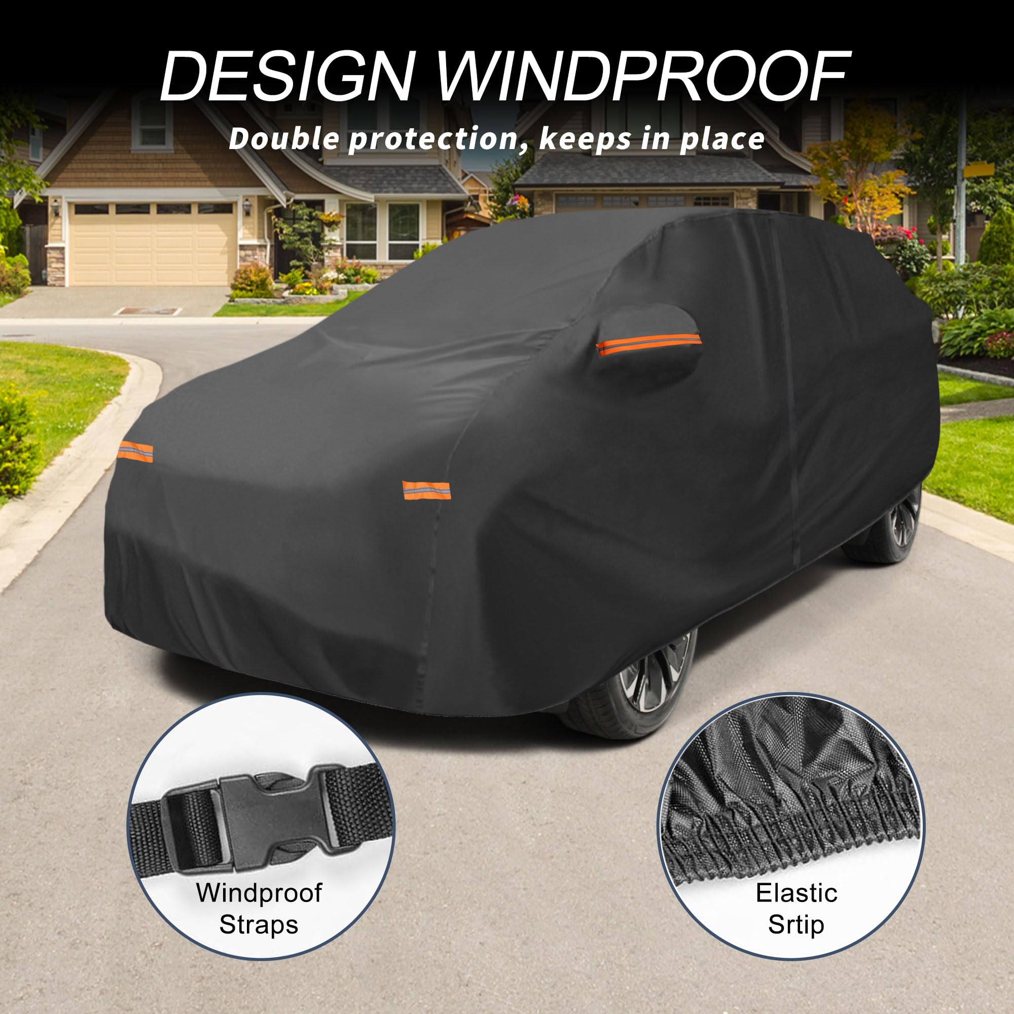 X AUTOHAUX Car Cover Outdoor Waterproof Sun Rain Snow Hail Protection with Left Side Door Zipper Aluminum Film — view 4