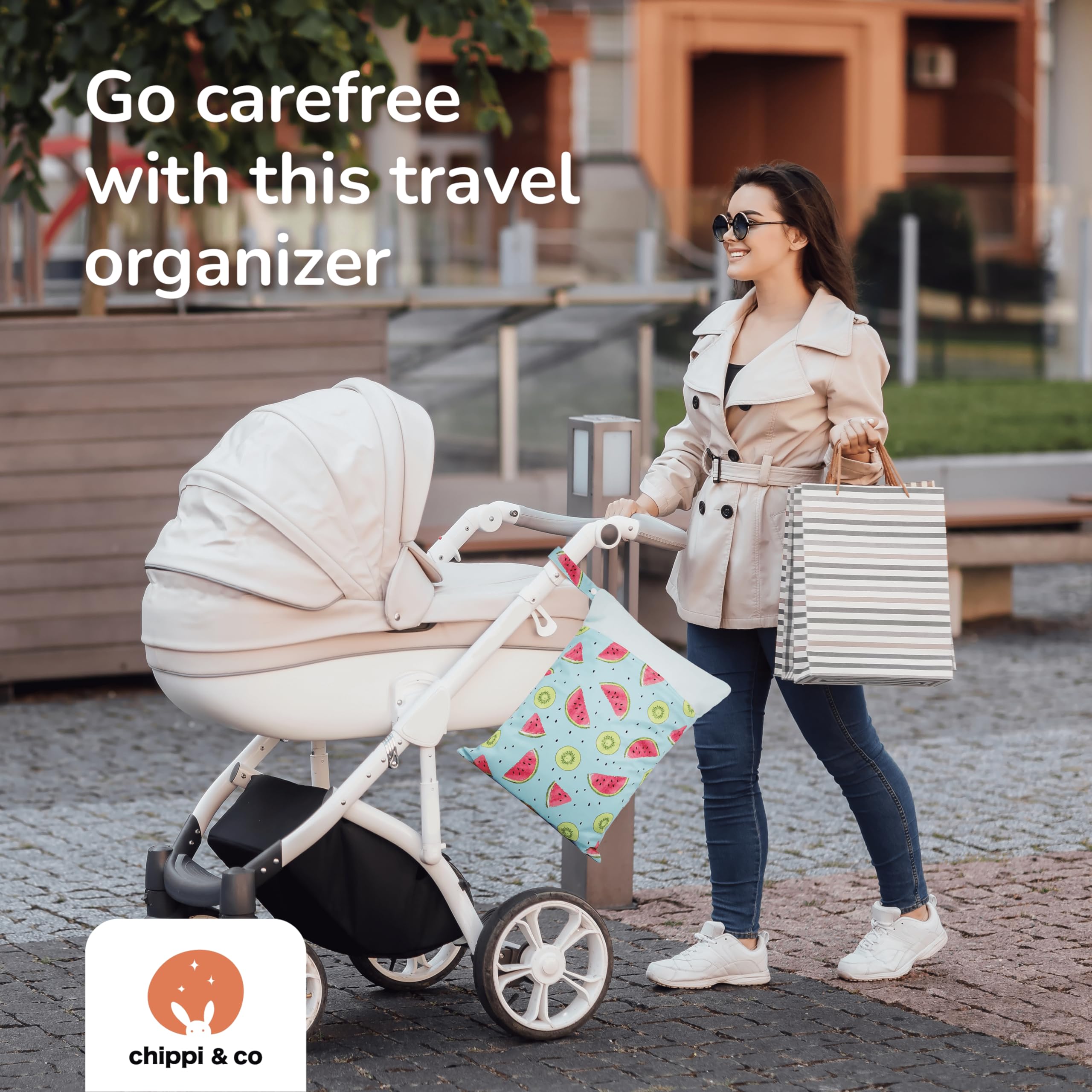 Chippi & Co Bolsa húmeda para traje de baño y toallas, bolsa húmeda y seca para bebé, niño, bolsa de viaje para ropa sucia, almacenamiento para pañales, ropa, bikini, gimnasio, playa, piscina,