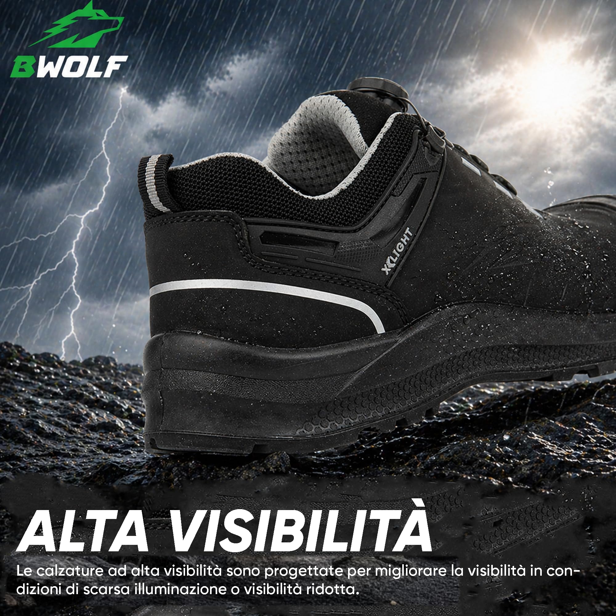 BWOLF Defender FIT S3S Scarpe antinfortunistiche da uomo e da donna – Scarpe antinfortunistiche leggere S3, impermeabili, senza metallo, cappuccio composito