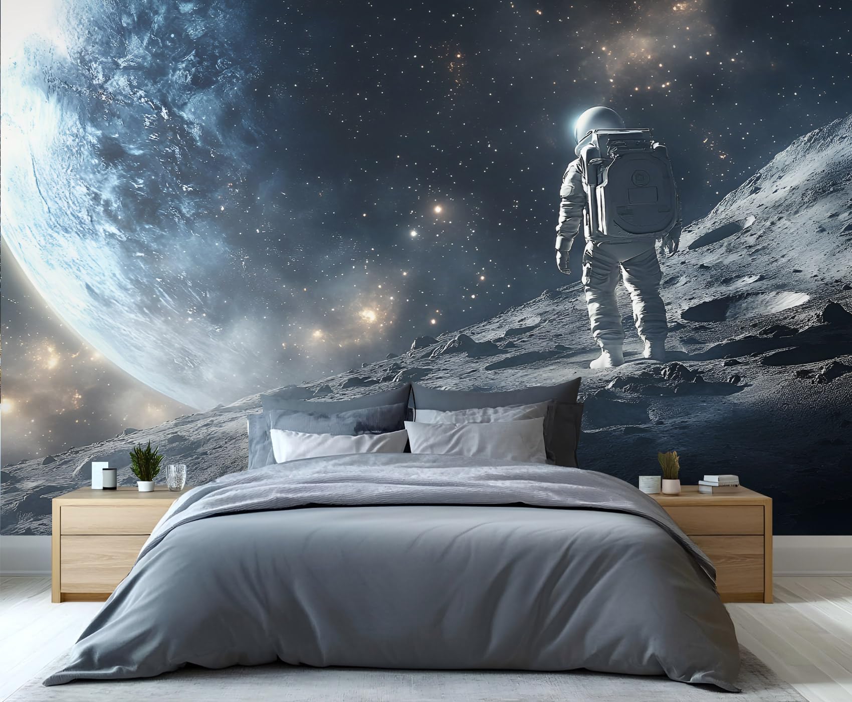 YXQAIED Astronaut Mural Wallpaper Galaxy Outer Space Wallpaper Mural Sci-Fi Kids Wall Murals, Printed Wall Covering of Home Office Decoration 150x105 cm