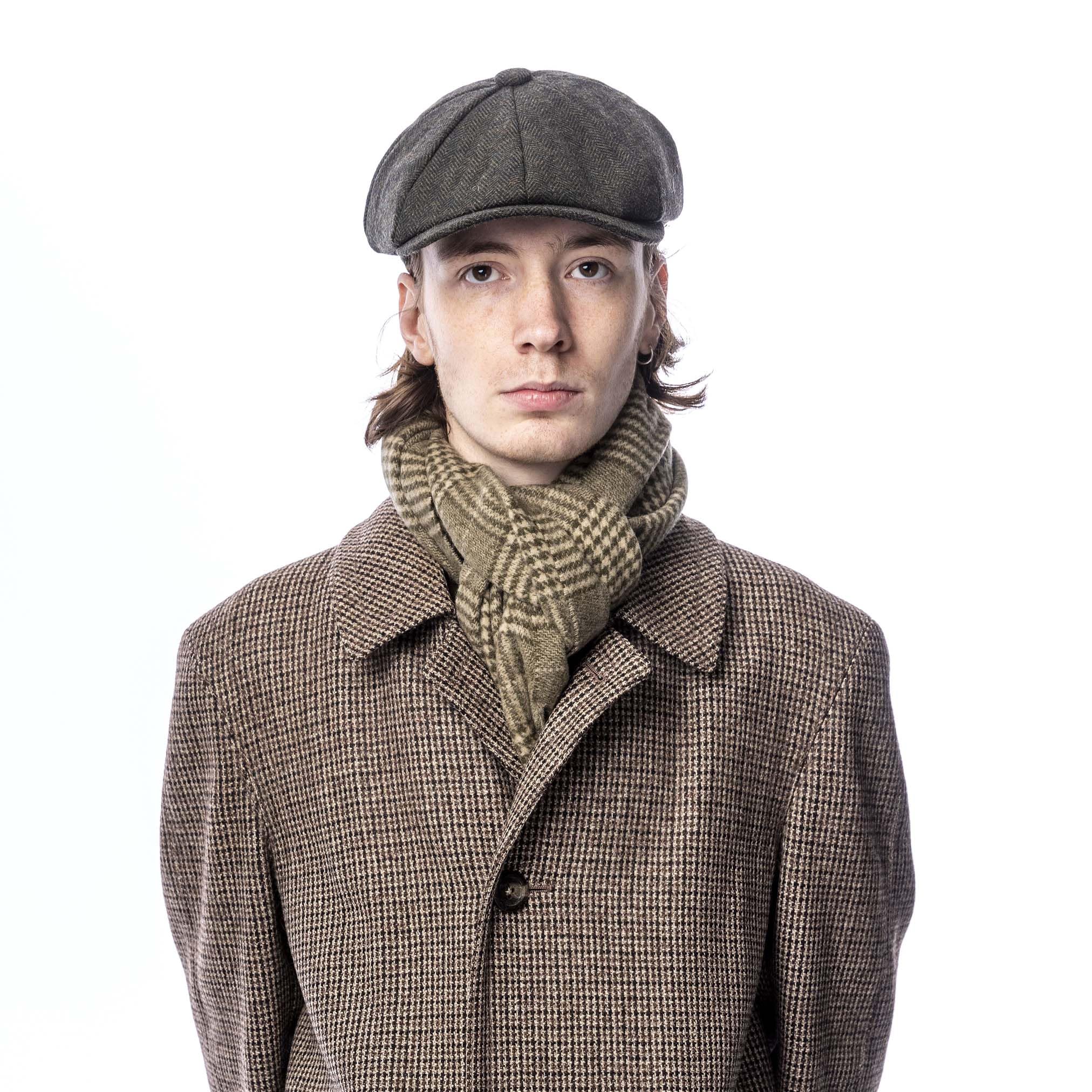 Heritage Traditions Newsboy Cap, Tweed Hat, Newsboy Panel Cap Dark Green