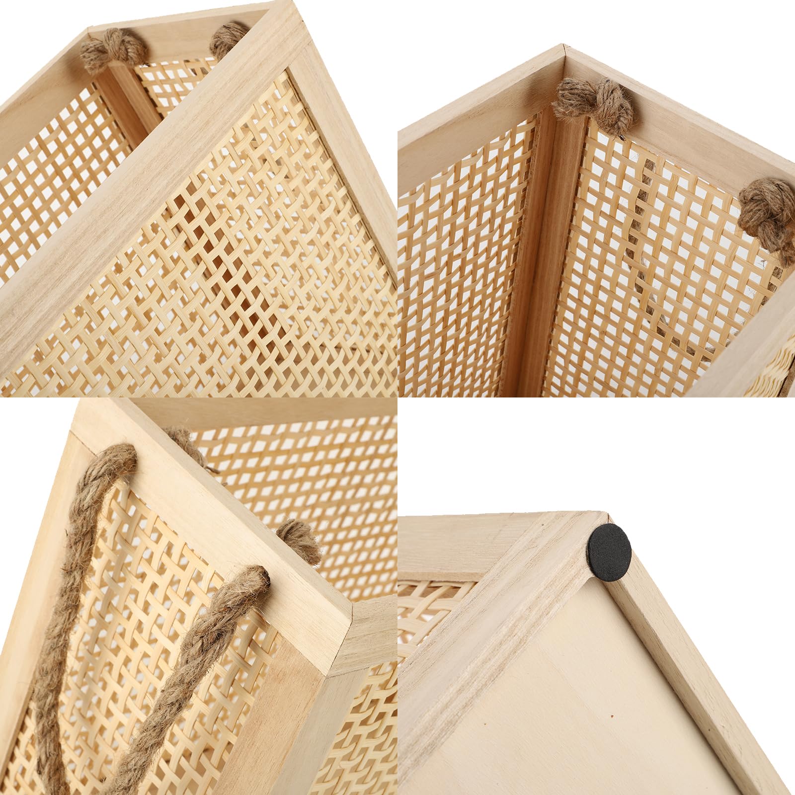 Cesta de almacenamiento de madera con asas de cuerda de yute, cesta de escalera, cesta de revista, cestas grandes de mimbre para almacenamiento, organización del hogar, lavandería (original) 6
