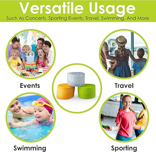 Miniatura 7 de 6 pares de tapones para los oídos de silicona suave de calidad, pequeños tapones moldeables para piscina, surf, baño, agua, buceo, concierto de