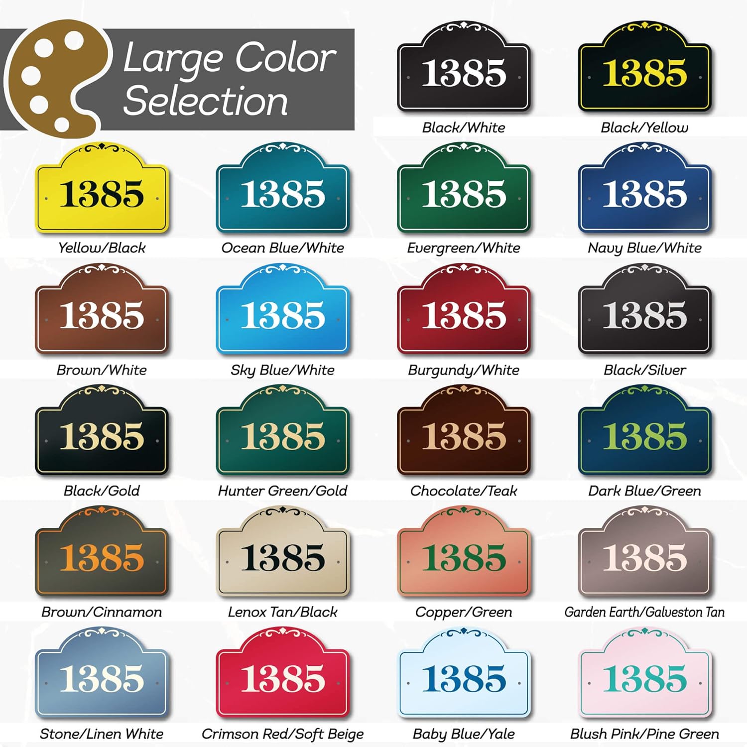 House Address Sign, House Address Plaque, Indoor/Outdoor Use, 12x18 Inch, 22 Colors, Reflective Option, USA Made by My Sign Center (Regal)