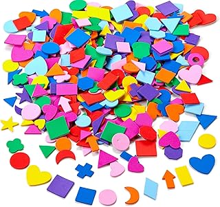 Calcomanías de formas de espuma surtidas, 1050 piezas de materiales de collage autoadhesivos a granel para preescolares y suministros de manualidades para el aula