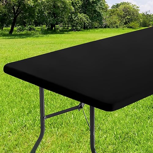 smiry Mantel rectangular de vinilo ajustable con parte trasera de franela elástica para mesas plegables de 4 pies 30 x 48 pulgadas fundas de mesa